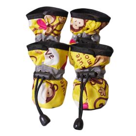 4 Pcs Yellow Cute Dog Shoes Foot Covers Rain Shoes Puppy Cat Waterproof Pet Shoes