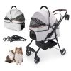 4-Wheel Foldable Pet Stroller for Dogs 360° Rotating Wheels, Separable Carrier & Travel Bag for Small Animals