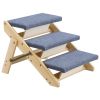 Wood Pet Stairs, 3-Step Dog Stairs; 150lbs Load Capacity