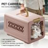 Pink aviation enclosed cat litter box with handle, spacious anti tracking cat toilet, ideal choice for indoor cats and travel