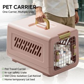 Pink aviation enclosed cat litter box with handle, spacious anti tracking cat toilet, ideal choice for indoor cats and travel