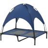 Elevated Portable Dog Cot with UV Protection Canopy Shade, 36 inch, Dark Blue
