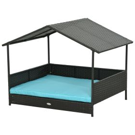 Outdoor Dog House with Soft Cushion Washable Cover, for Medium Large Dogs Indoor Outdoor, Blue