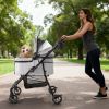 4-Wheel Foldable Pet Stroller for Dogs 360° Rotating Wheels, Separable Carrier & Travel Bag for Small Animals