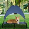 Elevated Portable Dog Cot with UV Protection Canopy Shade, 36 inch, Dark Blue