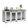72" Dog Crate Furniture for 2 Dogs with Double Sliding Doors, Large Dog Crate TV Stand with Removable Tray