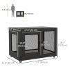 Pet Crate End Table with Water-resistant Cushion or Large Medium Dogs, Black