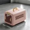 Pink aviation enclosed cat litter box with handle, spacious anti tracking cat toilet, ideal choice for indoor cats and travel