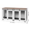 72" Dog Crate Furniture for 2 Dogs with Double Sliding Doors, Large Dog Crate TV Stand with Removable Tray
