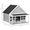 Wooden Dog House with Porch, Dog House Outdoor with Tilt Roof, Front Door, Windows for Medium Large Sized Dog