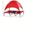 RED Elevated Portable Dog Cot Cooling 48" x 36" Pet Bed with UV Protection Canopy Shade