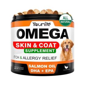 Youmile Omega 3 For Dogs -  Fish Oil Treats - Allergy & Itch Relief Skin & Coat Supplement - Dry Itchy Skin, Anti Shedding & Hot Spots Trea (Option: 120  Soft Chews1 BOTTLE)