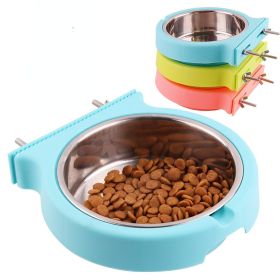 Stainless steel pet bowl hanging bowl tableware overturn proof dog bowl feeder (Color: Small green)