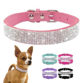 Dog Collar Crystal Glitter Rhinestone Pet Collars Zinc Alloy Buckle Collar For Small, Medium Dogs/Cats (Multiple colors) (Color: purple, size: XS)