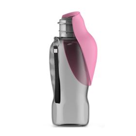 Pet Outdoor Folding Water Bottle for Outdoor Pet Drinking (Color: Pink, Type: Pet Supplies)