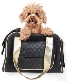 Airline Approved Mystique Fashion Pet Carrier (SKU: Black w/ gold straps)