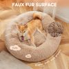 24 Inch Anti-Slip Round Fluffy Plush Faux Fur Bed, Fits up to 25 lbs Pets